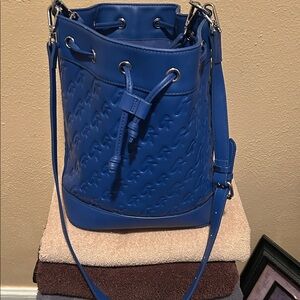 Embossed Bucket Crossbody Bag in Royal Blue
